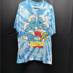 Blue Smurfs Graphic tie dye T-Shirt sz XL (13ax)
